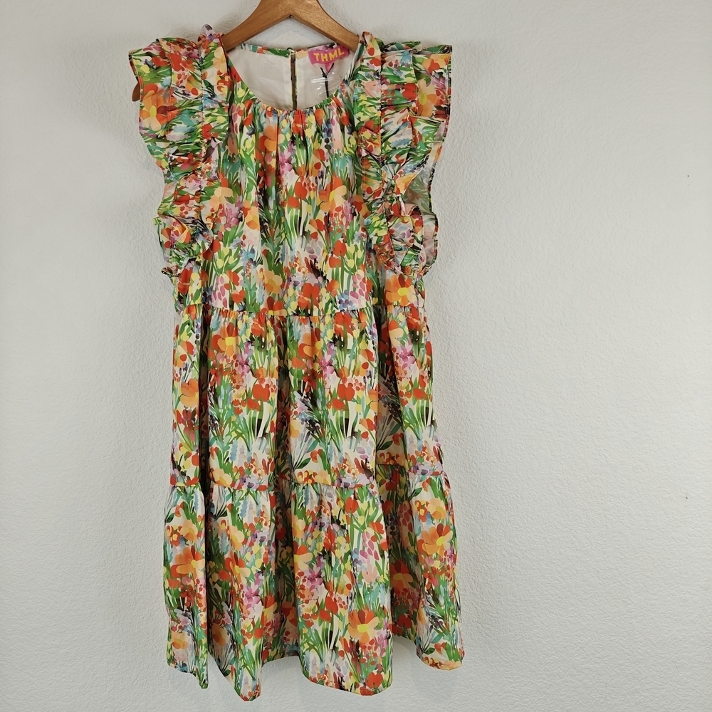 THML NWT Garden Floral Mini Ruffle Sleeve Dress Size Small - Picture 5 of 16